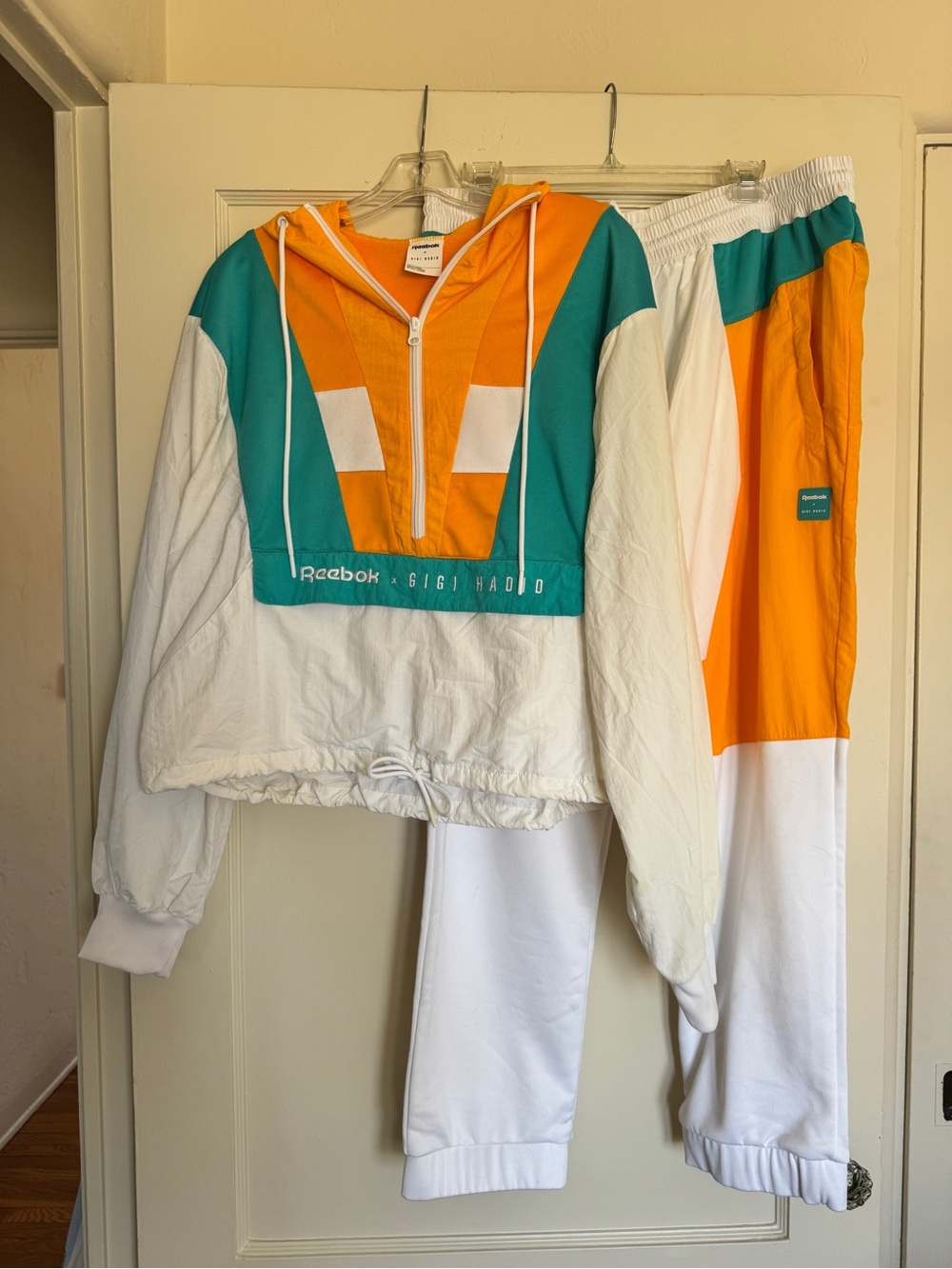 Reebok x Gigi Hadid White and Bright Orange Athletic Set